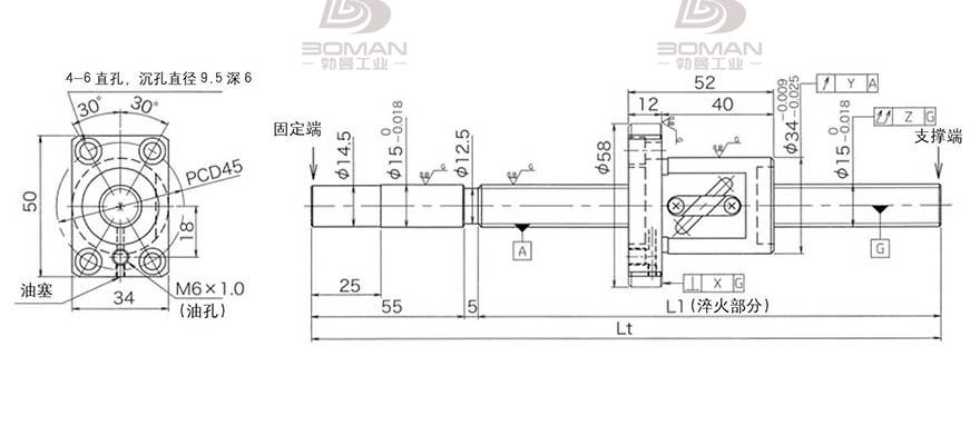 KURODA GG1510AS-BALR-1500A 黑田丝杆替换尺寸图解