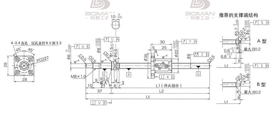 KURODA GP0802DS-AAFR-0250B-C3F 黑田丝杆和nsk丝杆对比